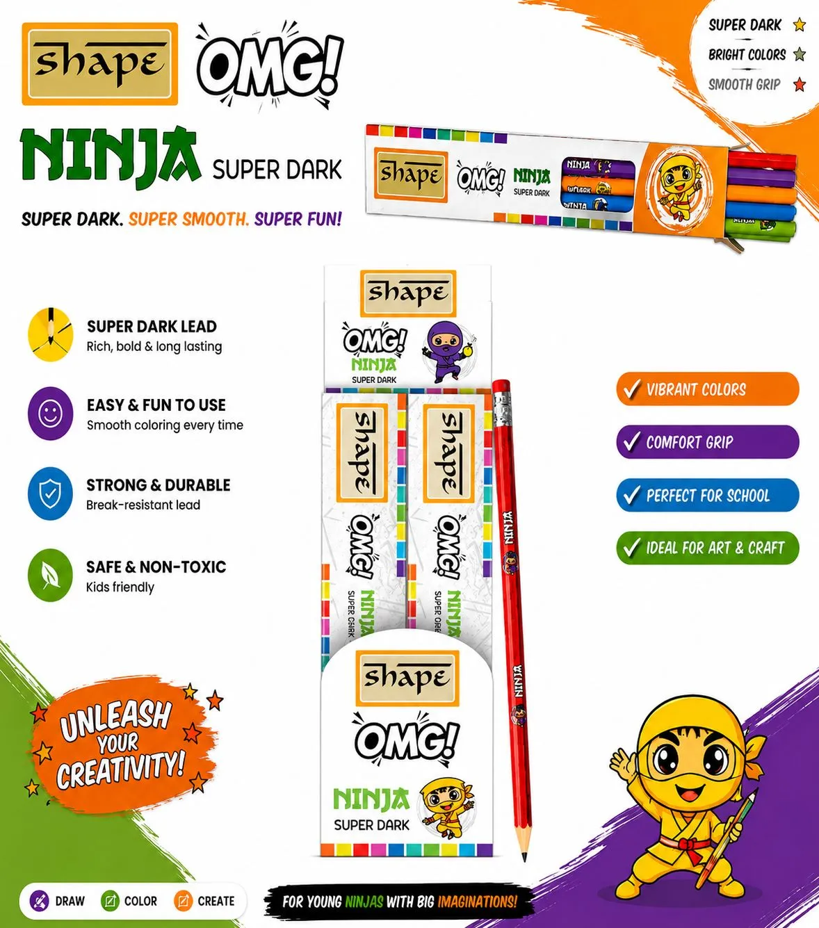 SHAPE OMG! NINJA 2B Pencil Pack - Image 3