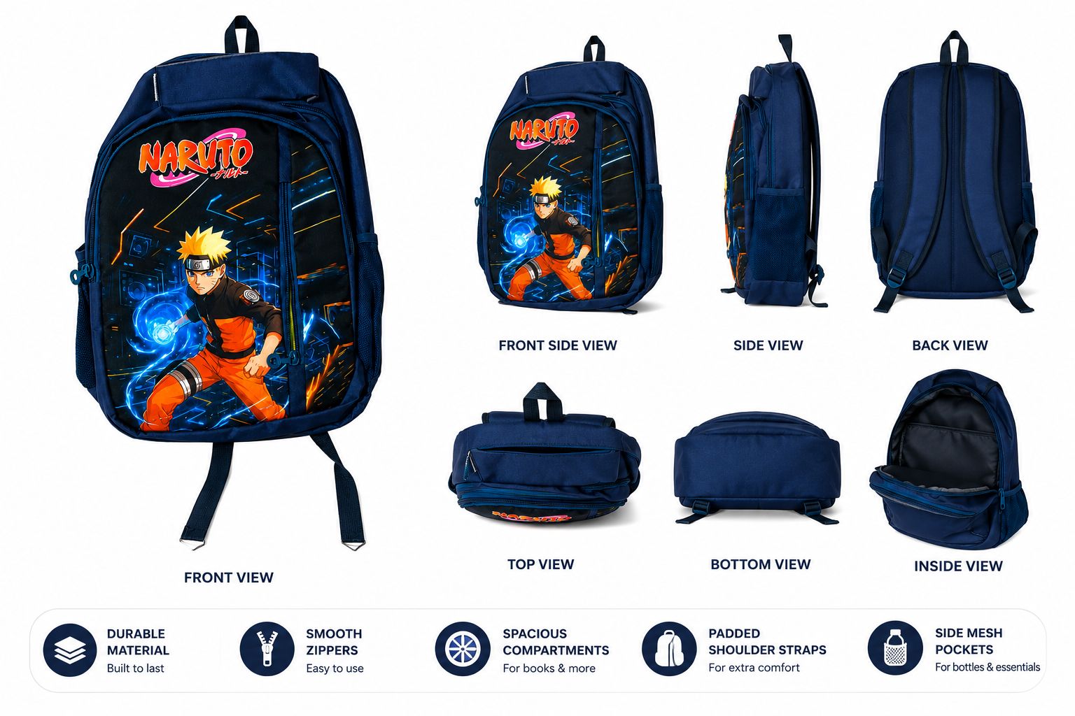 FENIX - Anime Hero Kids School Backpack - Blue bag - Image 3