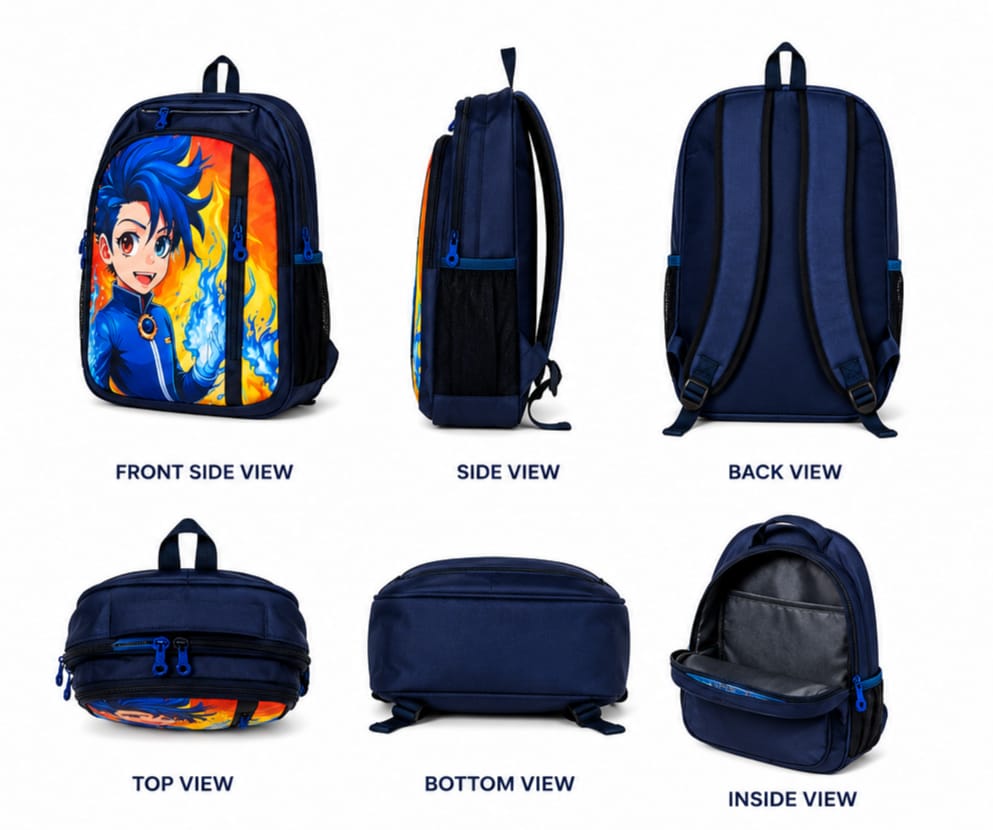 FENIX -Cartoon Hero Kids School Backpack - Blue bag - Image 2