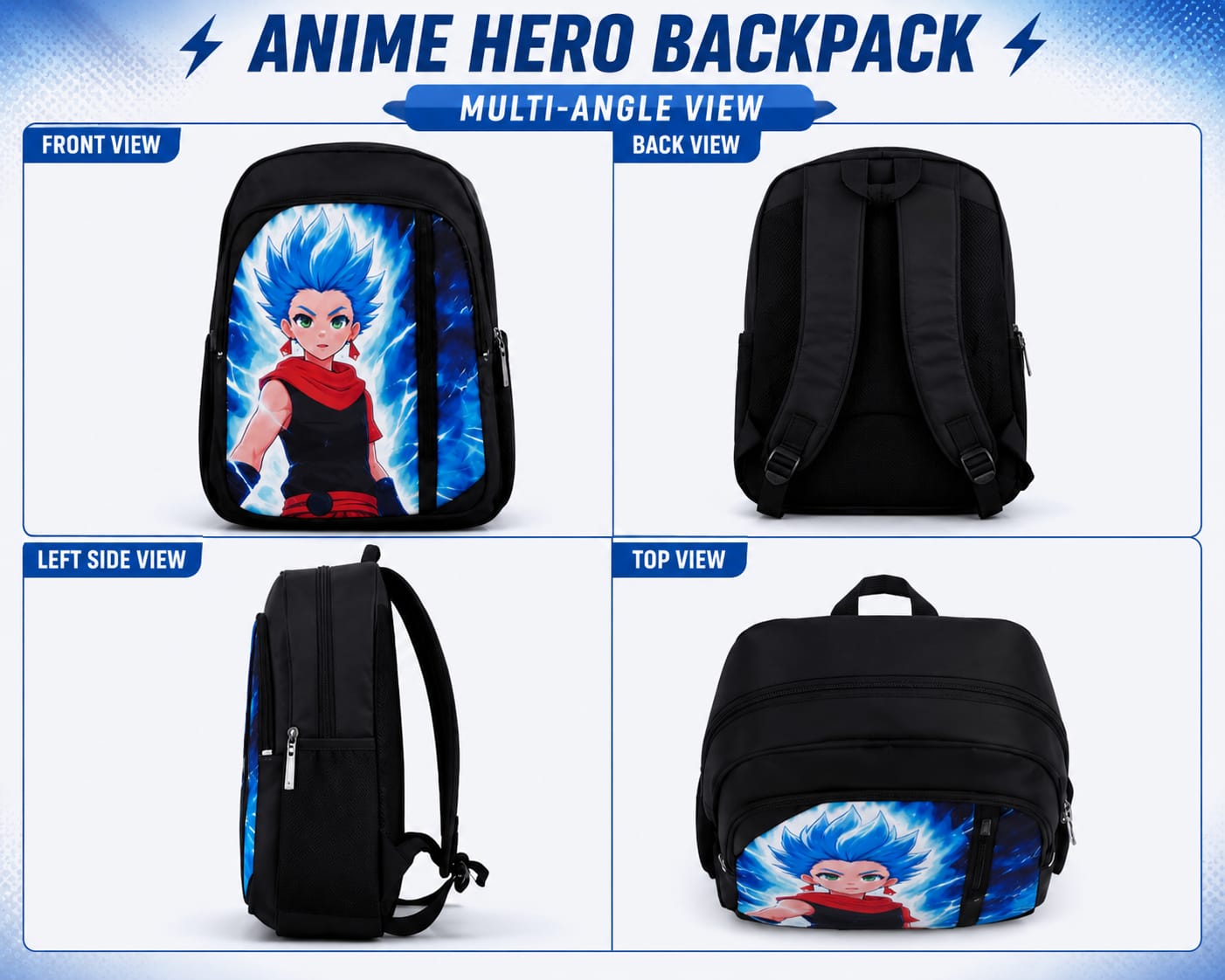 FENIX - Cartoon Warrior kids school backpack - Black bag - Image 2