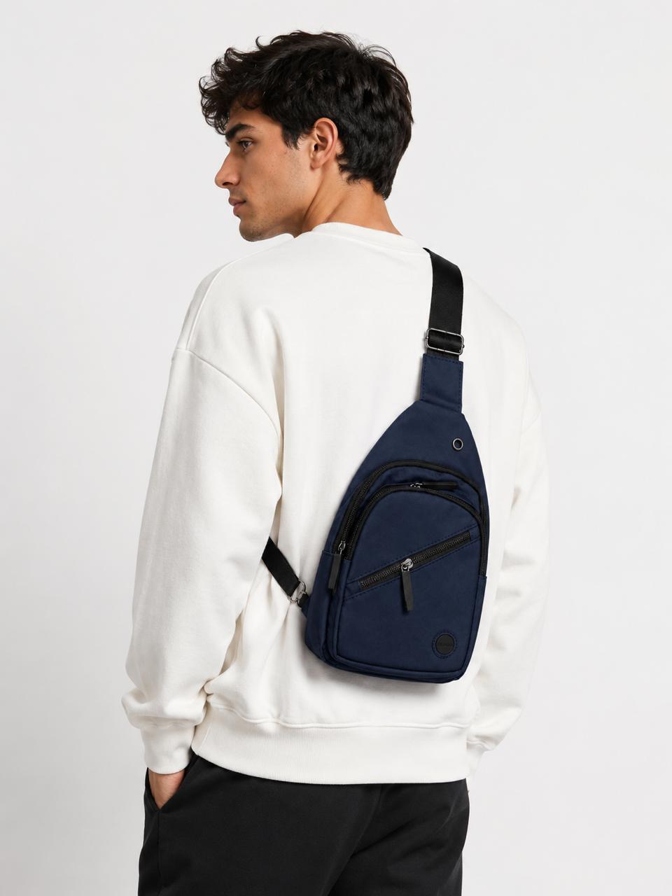 Fenix Premium Men’s Sling Chest Bag – Navy Blue - Image 4