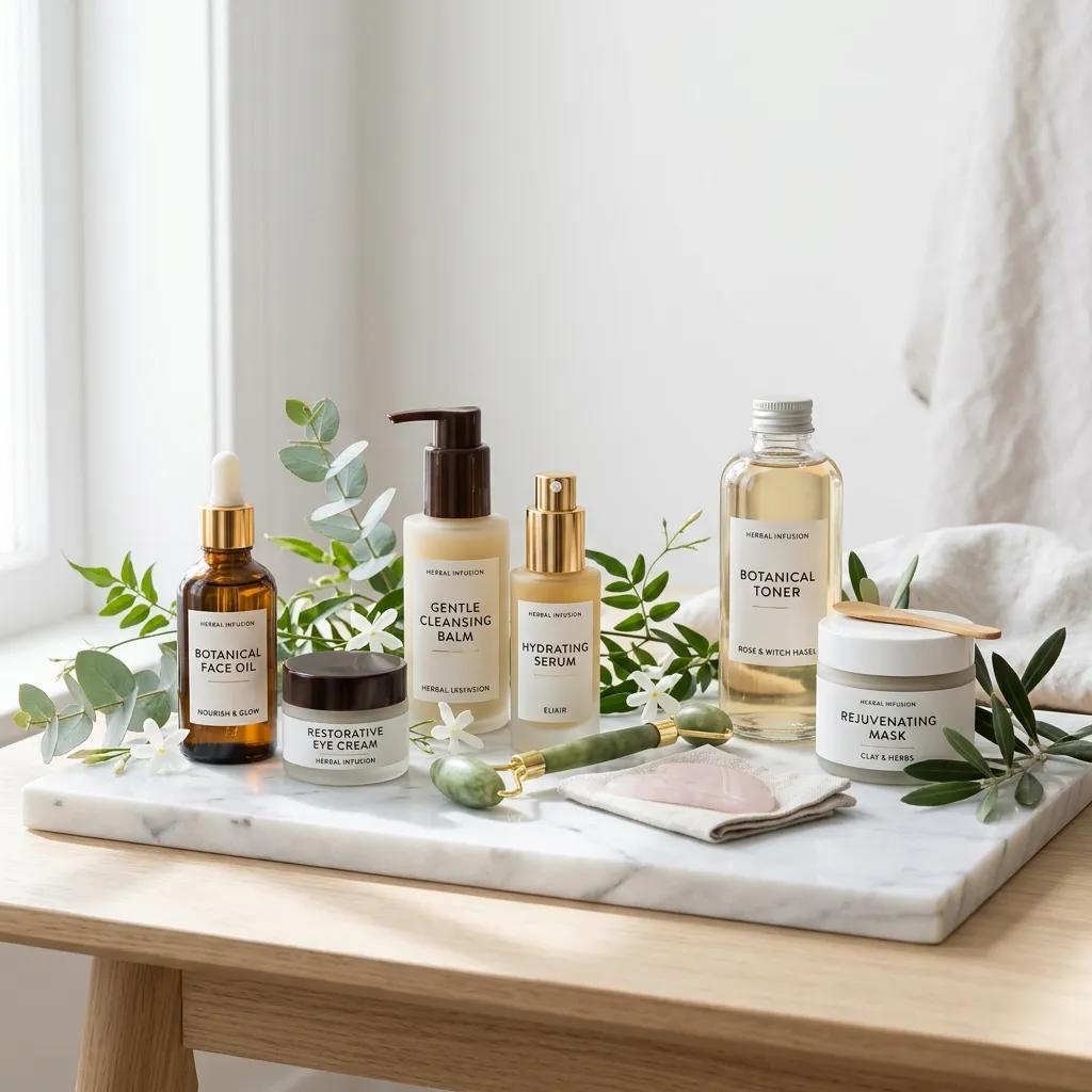 Luxury Herbal Skincare and Beauty product display